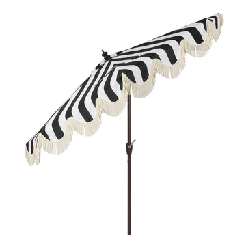 Beverly 9 ft. Designer Classic Scalloped Fringe Half Market Patio Umbrella